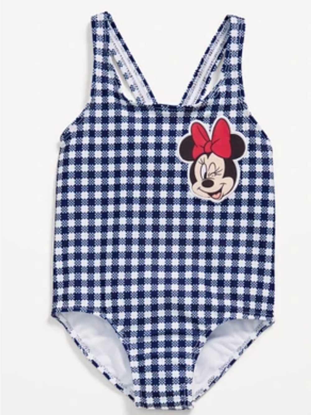 Disney Junior x Old Navy 2T Minnie Mouse Girl’s Racerback Navy Gingham Swimsuit